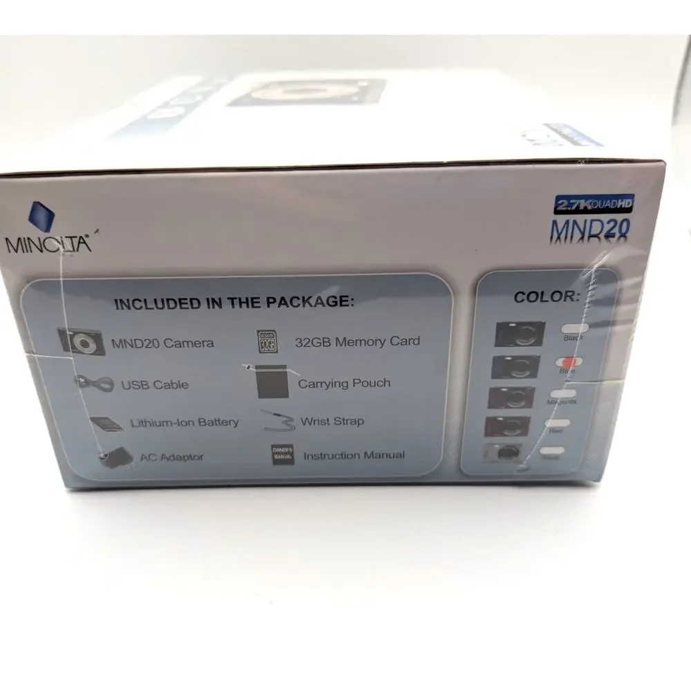 MINOLTA MND20 44MP 2.7K Quad HD Digital Camera Blue New Sealed 16X Zoom